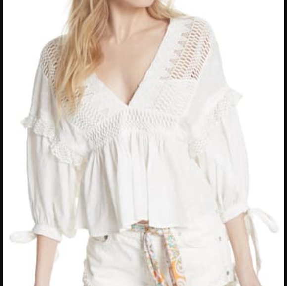 Free People Drive You Mad Blouse Ivory NWT - Picture 5 of 16
